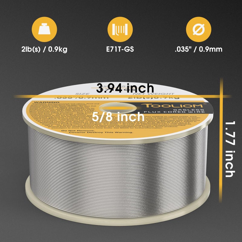TOOLIOM E71T-GS .035"" Diameter 2-Pound Spool Flux Core Self-shielded Carbon Steel MIG Welding Wire - Image 2